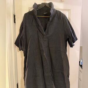 J. Crew black linen popover dress with pockets. Steams beautifully